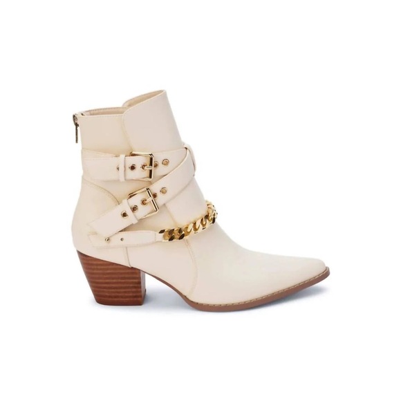 Matisse Cream Jill Ankle Boots with Gold Chain - Picture 9 of 11